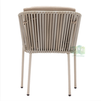 (E7097) Chaise de salle à manger en rotin tissé en corde avec cadre en aluminium pour l'extérieur avec coussin de siège
