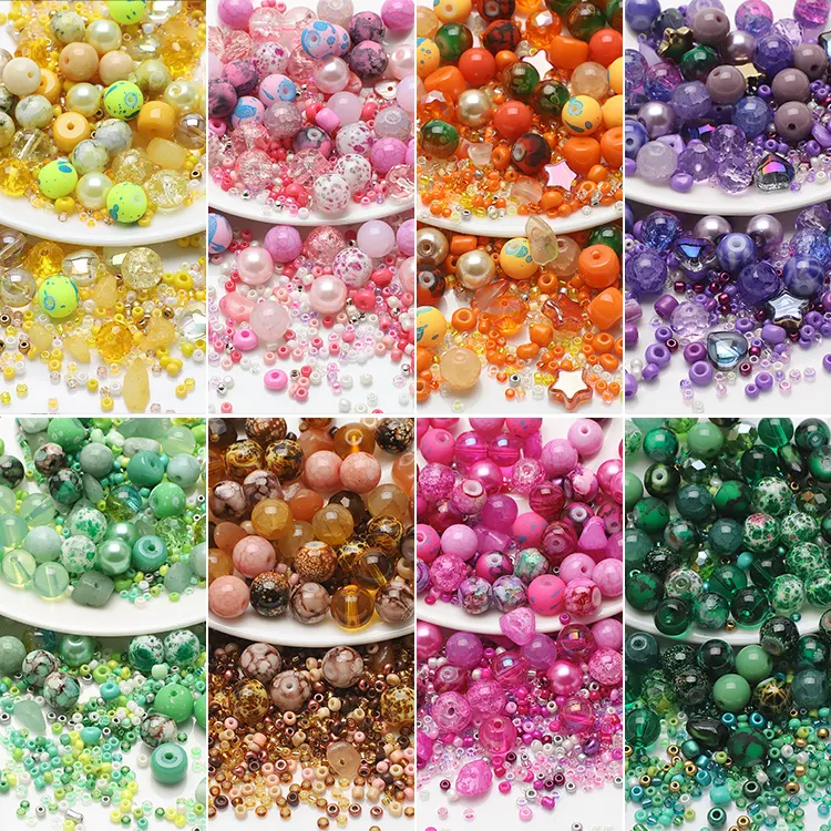 40g gemischte Größe bunte tschechische Glass amen perlen runde Perlen mit Löchern DIY Armband Charms Halskette Perlen für die Schmuck herstellung