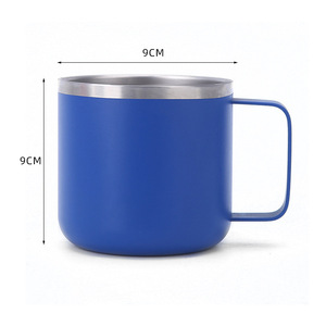 Mug isotherme en acier inoxydable 9 cm bleu avec poignée pour usage au bureau - Product Image 1