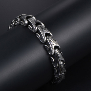 <b>Titanium</b> Steel Cast Scale Pattern Bracelet Spike <b>Chain</b> Geometric Men's Jewelry Gift CE245 - Product Image 4