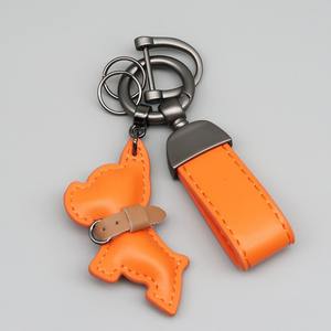 New Cute Cartoon Punk <b>French</b> <b>Bulldog</b> Leather Keychain Keyring <b>Gift</b> for Couples Car Ornament and Bag Pendant - Product Image 4