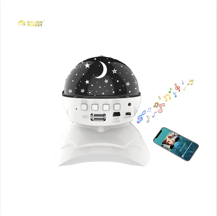 Rechargeable DC5V blue tooth speaker bulb rgb music Ga laxy moon light star projector starry sky night light with USB wire