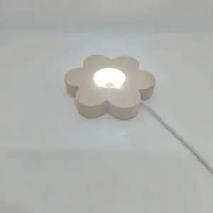 Fantastique lumière de nuit chaude type de fleur Base en bois, type de fleur ronde en bois Forme Base de lampe Ornement cadeau