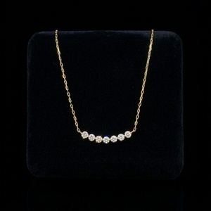 Collier Xinfly en or massif 18 carats avec diamant naturel, pendentif barre incurvée AU750, bijoux de luxe pour femmes, cadeau de mariage - Product Image 4
