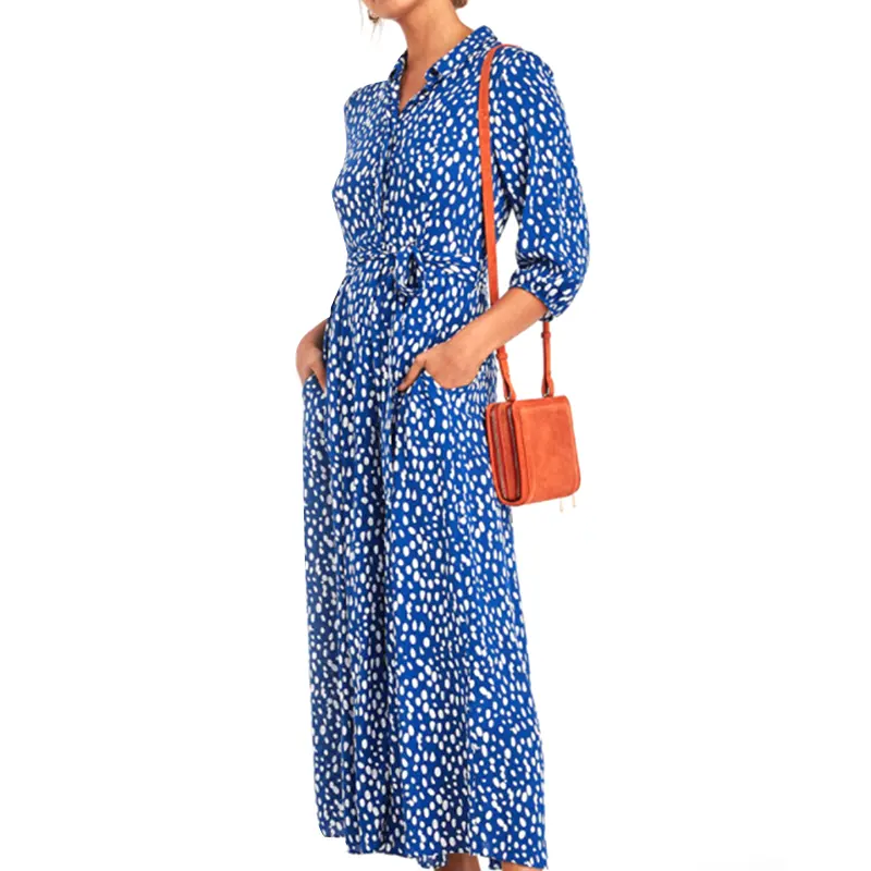 New Designed Temperament Retro Women's Chiffon Maxi Dress With Polka Dots Dresses