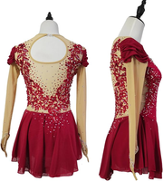 Robe de patinage artistique LIUHUO, rouge vin, pour filles et femmes, avec appliques en dentelle, costume de danse pour compétition BD3397