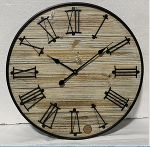 24 Inch Rustic Wood Plank and Metal Farmhouse Wall Clock for Home Living Room <b>Kitchen</b> Office Wall Decor - Product Image 5