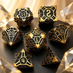 Ensemble de dés en métal vintage ajourés et gravés, 7 pièces, dés polyédriques bicolores vieillis pour DND, collection de jeux de table et cadeau - Product Image 4