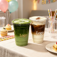 Gobelets jetables en plastique PET personnalisables avec logo, sans BPA, pour boissons froides, fêtes, mariages, à emporter, pour bubble tea/café glacé