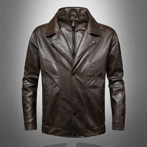 Logotipo personalizado 2025 otoño nuevo cuero encerado piel de oveja con capucha chaqueta de cuero suelta moda corta acolchada hombres comodidad popular - Product Image 3