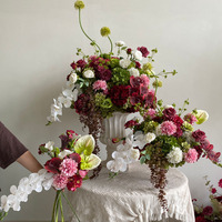 Arche florale artificielle de haute qualité K97 pour événements, décoration de scène de mariage, fournitures pour arrangements floraux de fête d'anniversaire, rouge vin et vert
