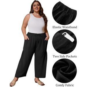 Pantalones Palazzo de Pierna Ancha para Mujer Talla Grande FOXA, Cintura Alta con Bolsillos, Pantalones Holgados Casuales de Verano - Product Image 6