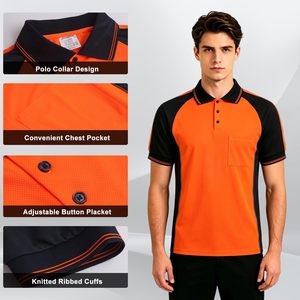 Polo di Sicurezza Alta Visibilità ZUJA con Logo Personalizzato, Magliette Riflettenti per Lavori Edili, Camicie a Maniche Corte per Uomo - Product Image 4
