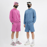 Ensemble 2 pièces streetwear homme : Sweat-shirt molletonné 345G à col semi-montant et short ample à cordon de serrage