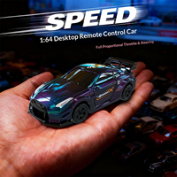 Voiture RC de drift 4x4 2,4 GHz mini 1:64 avec lumières, commande à distance entièrement proportionnelle, volant et accélérateur, voiture jouet en métal, jouet de course en alliage