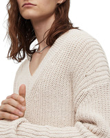 Pull en tricot personnalisé 100% coton pull surdimensionné pull en tricot côtelé col en V grande taille chandails en tricot sur mesure pour hommes