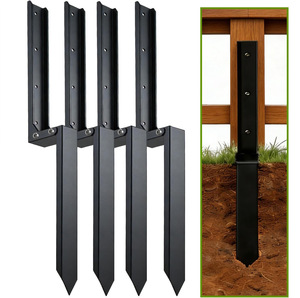<span class=keywords><strong>Kit</strong></span> de réparation d'ancrage pour <span class=keywords><strong>poteau</strong></span> de clôture métallique épaissi, galvanisé noir, pour la réparation de poteaux de boîte aux lettres avec support en <span class=keywords><strong>bois</strong></span> - Product Image 1