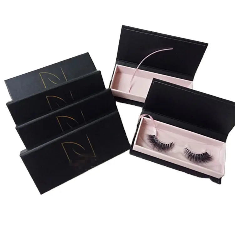 Mink Lashes Custom Eyelash Packaging Box OEM Paperboard Eyelash Packaging Box Gold Foil Luxury Empty Best Pricblackvate Label 3D