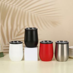 <b>Custom</b> Logo 360Ml 12Oz Double Walled Inner Plastic Egg Shape <b>Cup</b> Outer Stainless Steel Travel Coffee Mugs Wine Tumbler - Product Image 1