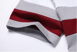 Buena calidad 100% algodón al por mayor último diseño dos colores combinación rayas Casual cremallera Polo V cuello camiseta - Product Image 6