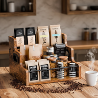 Exhibidor de Madera de Tres Niveles para Vino, Café y Jarabes, Mini Bar, Organizador de Almacenamiento para Whisky y Licores