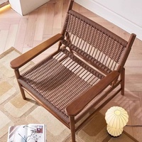 Fauteuil d'extérieur en bois massif avec accoudoirs, canapé de balcon, table de cour avec rangement, style vintage multifonctionnel