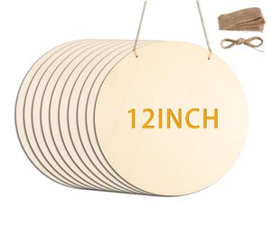 Dischi di <span class=keywords><strong>Legno</strong></span> Rotondi Non Finiti da 12 Pollici con Corda, Sagome <span class=keywords><strong>in</strong></span> <span class=keywords><strong>Legno</strong></span> Naturale per Decorazioni Fai-da-Te - Product Image 1
