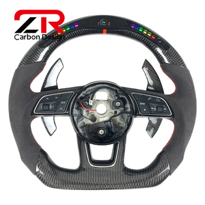 Volant en fibre de carbone avec écran LED pour <span class=keywords><strong>Audi</strong></span> A6 A7 C8 S6 RS6 S7 RS7 RS3 RS4 2017 2018 2020 2021 <span class=keywords><strong>2022</strong></span> 2024 avec palettes de changement de vitesse - Product Image 1