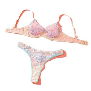 Ensemble de lingerie sexy à broderie florale, ensemble de soutien-gorge et culotte en maille transparente, Ropa <span class=keywords><strong>Intima</strong></span> Feminina, costume de lingerie exotique en 2 pièces - Product Image 5