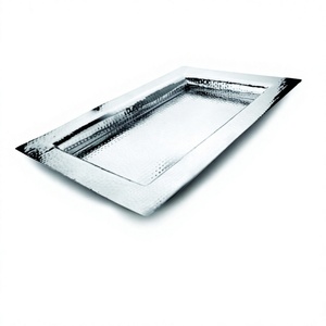 Plateau décoratif pour restaurant et maison Plateau de forme rectangulaire martelé Plateau de service en métal de meilleure qualité en acier inoxydable - Product Image 1