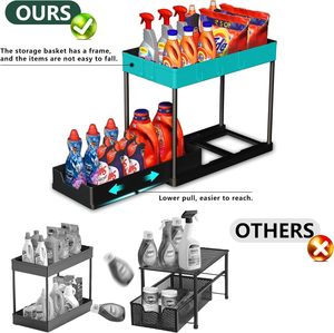 Organizador de Cocina de Plástico de Doble Nivel de Alta Calidad al por Mayor, Estante de Almacenamiento Multifuncional, 12 Piezas - Product Image 4