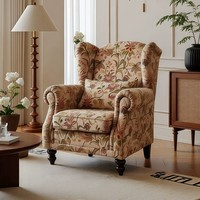 Shinestone Landhausstil Wingback-Lounge-Sofa mit Blumendesign-Set, Ruhe-Möbel für Hotel- und Villendekoration