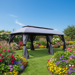 Gazebo <span class=keywords><strong>para</strong></span> <span class=keywords><strong>Patio</strong></span> Exterior <span class=keywords><strong>de</strong></span> 10x12 pies, Carpa <span class=keywords><strong>de</strong></span> Jardín <span class=keywords><strong>de</strong></span> 3x6 m con <span class=keywords><strong>Techo</strong></span> Arqueado, Gazebo con Mosquitera y Paredes Laterales <span class=keywords><strong>de</strong></span> <span class=keywords><strong>Lona</strong></span> - Product Image 3