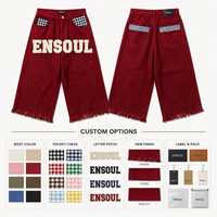Pantalones Cortos de Mezclilla Premium para Hombre, Marca ODM OEM, Estilo Vintage, con Apliques Bordados, Patchwork, Holgados, Personalizados, de Algodón Transpirable, Cintura Alta