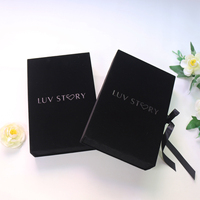 Boîte cadeau personnalisée en velours rigide avec logo en relief, insert en acrylique transparent pour carte de marque, pochette de luxe pour bijoux, emballage pour mariage
