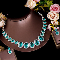 Ensemble de bijoux de luxe en zircone cubique CZ vert plaqué or riche soirée de mariage bijoux de mariée-pour cadeaux et occasions