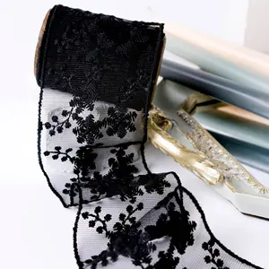 black white 5cm french lace ribbon embroidery ribbon