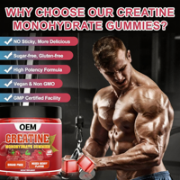 Gummies de Créatine Monohydrate 5600mg Sans Sucre Croissance Musculaire Performance Végétalien OEM Marque Privée 120 Unités