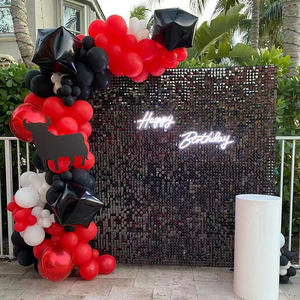 Paneles de Lentejuelas de Plástico para Decoración de Bodas, <span class=keywords><strong>Eventos</strong></span>, Fiestas de <span class=keywords><strong>Cumpleaños</strong></span>, Panel de Fondo Brillante para Pared, Negro, 25 Piezas por Caja, Almacén <span class=keywords><strong>Local</strong></span> de EE. UU. - Product Image 1