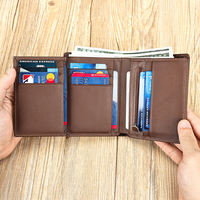 Portefeuille fin vintage minimaliste en cuir véritable imperméable avec blocage RFID, porte-cartes, porte-monnaie pour homme