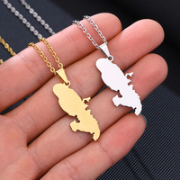Acier inoxydable 18K PVD Français Martinique Carte Brillant et Creux Pendentif Collier pour Femmes Hommes Collier Cadeaux