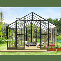 Serre de jardin en verre commercial victorien arrière-cour mini serre extérieure en métal cadre en aluminium utilisée pour la vente
