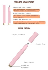 Beauty Battery Powered Plastic Hair <strong>Trimmer</strong> Eyebrow Nose Ear Body Hair Trimming Remover For Women Men Household Use Dual Blades - Product Image 3