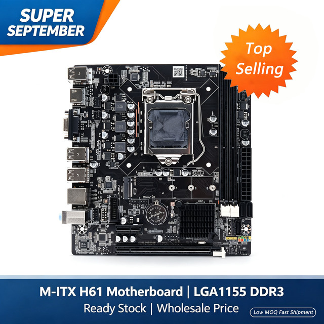 Mini ITX H61 Mainboard LGA1155 DDR3 Dual Memory SATA3 Interface Desktop Board for Daily Office Work & Light Game Assembly