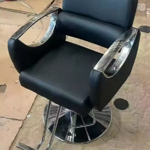 Fauteuil de salon de coiffure haut de gamme, pivotant et relevable, en acier inoxydable, métal noir, siège de barbier pour hommes, chaises de barbier pour femmes - Product Image 6