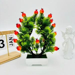 Pianta Artificiale con Fiori e Frutti, Pianta in Vaso Artificiale per Decorazione Soggiorno, Mini Bonsai Creativo con Albero <span class=keywords><strong>di</strong></span> Frutta - Product Image 6