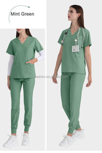 Elegante Logo personalizzato medico elasticizzato infermiere chirurgico uniforme maniche corte pantaloni da Jogger salone scrub tute per le donne - Product Image 5