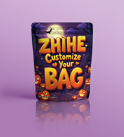 Nieuwe design holografische exotische die-cut zip lock mylar zakjes 3,5g/7g/28g geurdicht hersluitbaar PET vensterdoos verpakkingsset