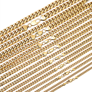 सोने की प्लेटेड हिप हॉप श्रृंखला मीमी क्यूबन लिंक हार आभूषण स्टेनलेस स्टील चेन हार स्टेनलेस स्टील चेन हार - Product Image 1