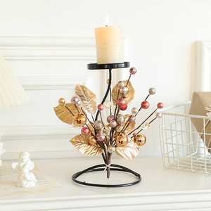 Support de bougie en fer LANJO en forme de sapin de Noël avec ornements de fruits et de feuilles, décoration élégante pour la table - Product Image 1